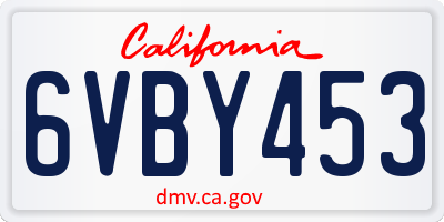 CA license plate 6VBY453