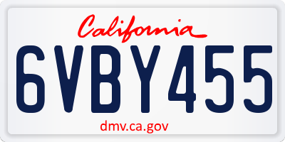 CA license plate 6VBY455