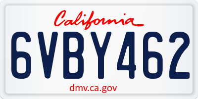 CA license plate 6VBY462