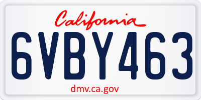 CA license plate 6VBY463