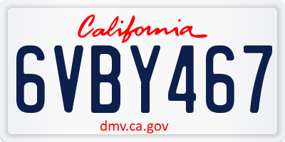 CA license plate 6VBY467
