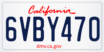 CA license plate 6VBY470