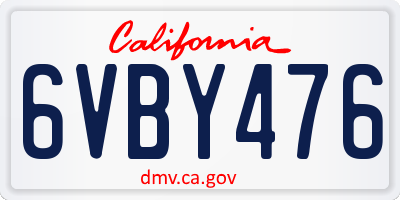 CA license plate 6VBY476