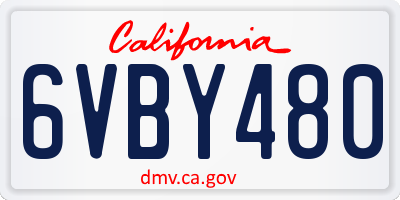 CA license plate 6VBY480