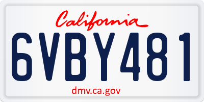CA license plate 6VBY481