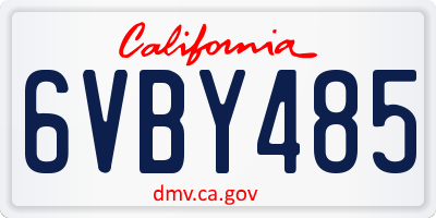 CA license plate 6VBY485