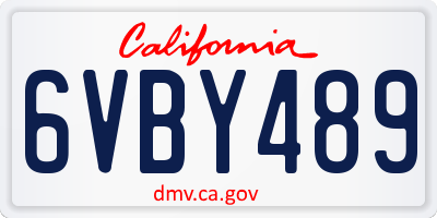 CA license plate 6VBY489
