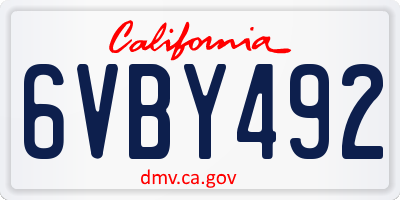 CA license plate 6VBY492