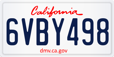 CA license plate 6VBY498