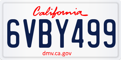 CA license plate 6VBY499