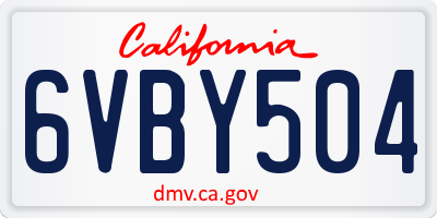 CA license plate 6VBY504