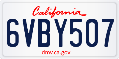 CA license plate 6VBY507