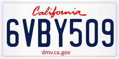 CA license plate 6VBY509