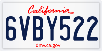 CA license plate 6VBY522