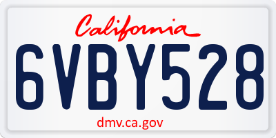 CA license plate 6VBY528