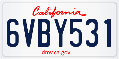 CA license plate 6VBY531
