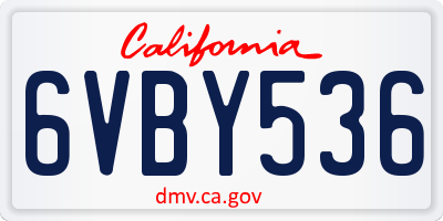 CA license plate 6VBY536