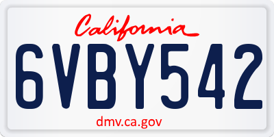 CA license plate 6VBY542