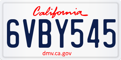 CA license plate 6VBY545