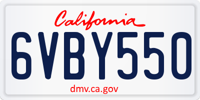 CA license plate 6VBY550