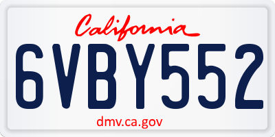 CA license plate 6VBY552