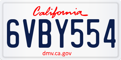 CA license plate 6VBY554