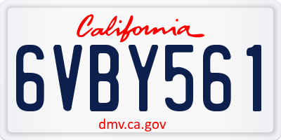 CA license plate 6VBY561