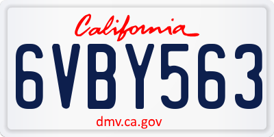 CA license plate 6VBY563