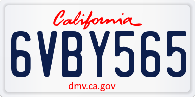 CA license plate 6VBY565