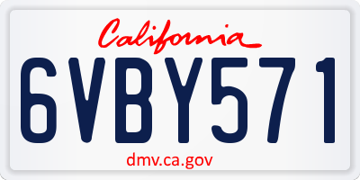 CA license plate 6VBY571