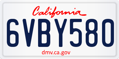 CA license plate 6VBY580