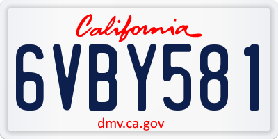 CA license plate 6VBY581