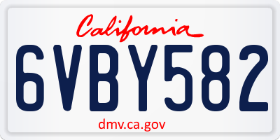 CA license plate 6VBY582