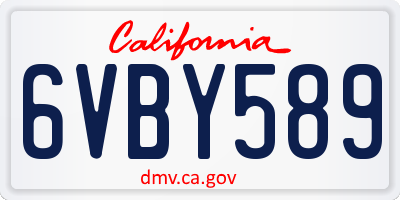 CA license plate 6VBY589