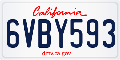 CA license plate 6VBY593