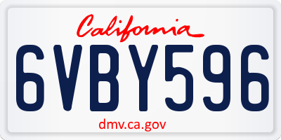 CA license plate 6VBY596