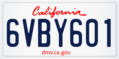 CA license plate 6VBY601
