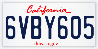 CA license plate 6VBY605
