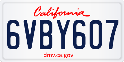 CA license plate 6VBY607
