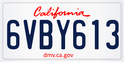 CA license plate 6VBY613