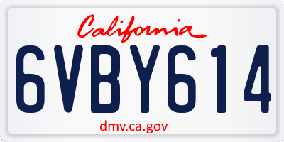 CA license plate 6VBY614