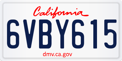 CA license plate 6VBY615