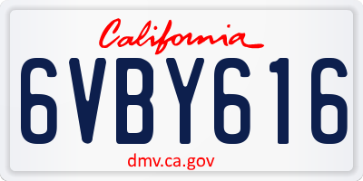 CA license plate 6VBY616