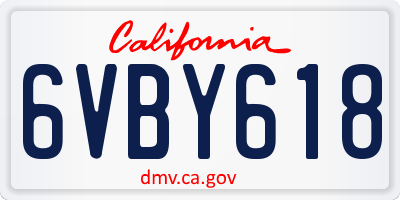 CA license plate 6VBY618