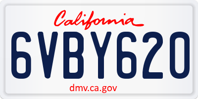 CA license plate 6VBY620