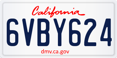 CA license plate 6VBY624