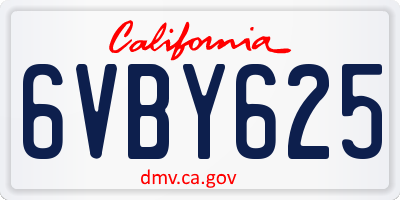CA license plate 6VBY625