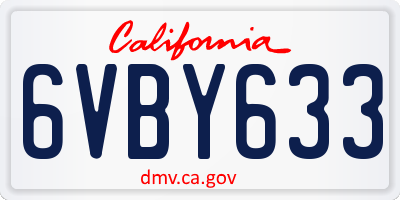 CA license plate 6VBY633