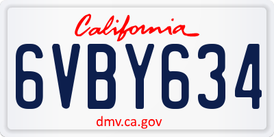 CA license plate 6VBY634