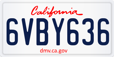 CA license plate 6VBY636